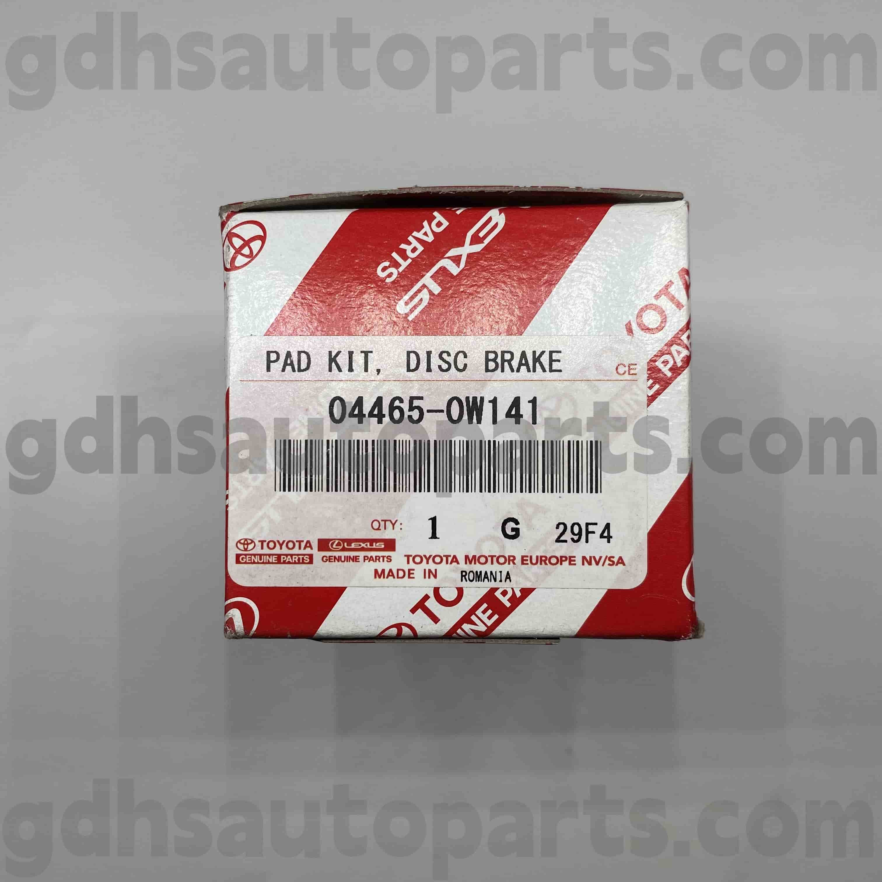 04465-0W141 Toyota Genuine Parts 프론트 브레이크 패드 Prius, Lexus CT200H 섀시 번호. ZVW30..eur