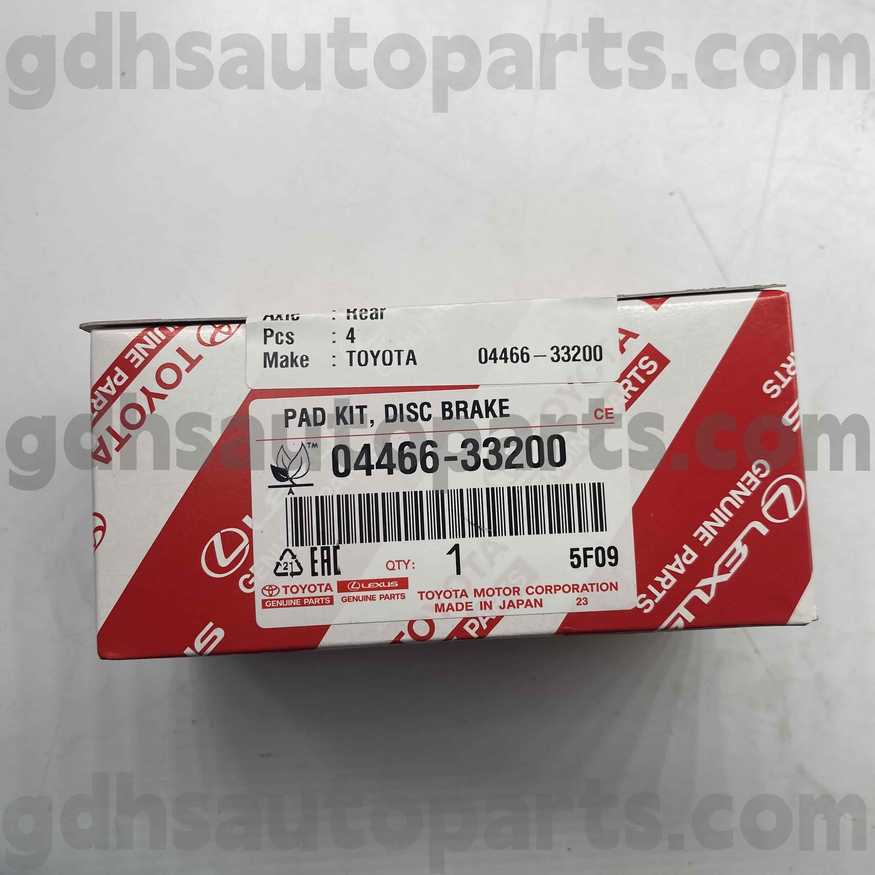 04466-33200 Toyota Genuine 부품 Camry/Hybrid 용 후면 브레이크 패드, Lexus ES350 (NAP) 섀시 번호. ACV51 ASV50 AVV60 AS